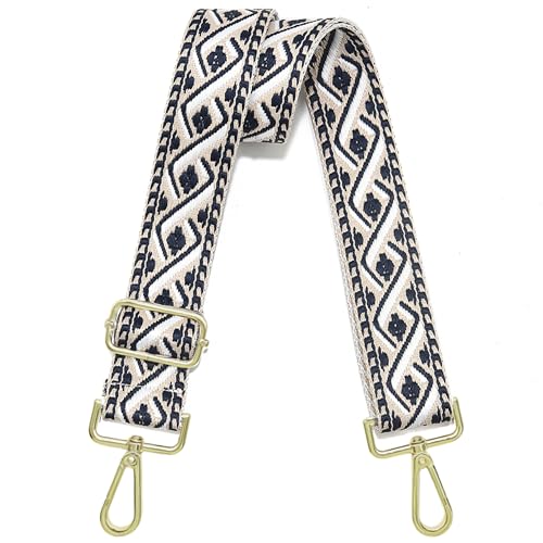 1.5" Wide Purse Strap Adjustable Replacement Gold Hardware Long Crossbody Bag Strap for Thick Shoulder Bags Canvas Handbags Straps - color: Gold Hardware-411