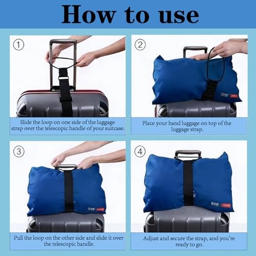 6PCS Multi Use Strong Adjustable Luggage Connector Straps, Add a Bag Easy to Travel Suitcase Elastic Strap Belt for Secure Stacking, Hands-Free Travel & Bag Attachment (Black) - color: 6black