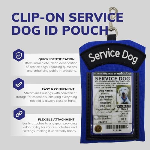 ActiveDogs Service Dog ID Card Pouch, Clip-On Badge Holder, Royal Blue - color: Royal Blue