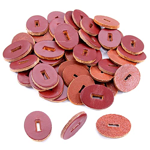 Cowhide Leather Handle Washers - Oval Shape - (1.30 x 1.00 x .125) - (Chestnut) - USA Made - (for Knife Making & Hobby) - (50 Pack) - color: (Chestnut)(50 Pack)