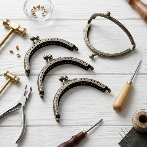 Classicseali 6PCS Metal Purse Frame,3.3 Inch Kiss Clasp Purse Frame | Small Purse Frame, DIY Wallet Kiss Clasps Lock Retro Arch Coin Bag Frames, Iron Clip for Craft Purses Handle Sewing