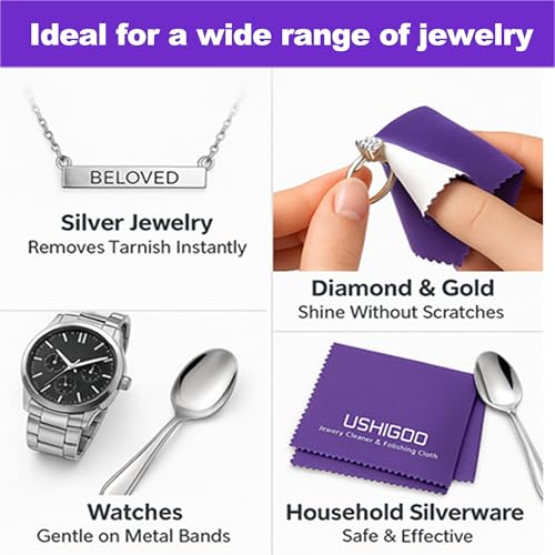 2pcs Jewelry Cleaner&Polishing Clothb for Ring,Earring,Watch and Coins Care | Sterling Silver Gold Platinum Tarnish Remover,Non-Toxic Eco Friendly,Jewelry Cleaning Cloth - color: Dark Purple