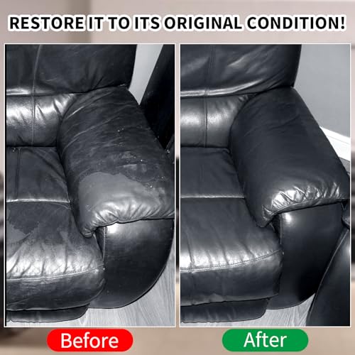Leather Recoloring Balm,8.5oz Leather Color Restorer,Black Leather Repair kit for Furniture and Car Interior,Leather Couch Scratch Repair,Leather Dye Paint for Faded,Cracked and Damaged Leather - color: Black, size: Leather Recoloring Balm