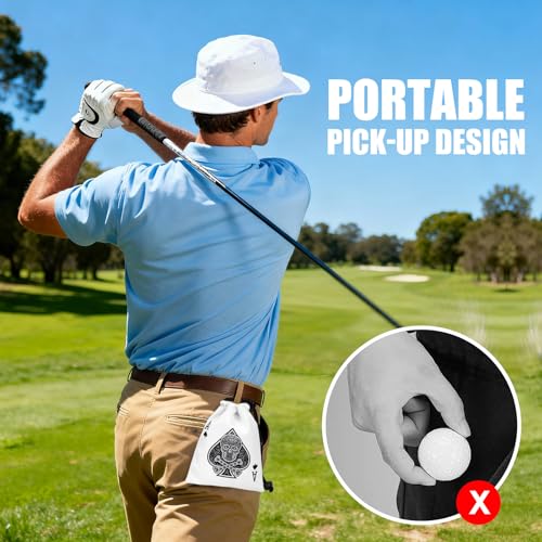 Golf Valuables Pouch - Leather Tee Pouch with Drawstring Closure Golf Gifts - color: Poker Ace