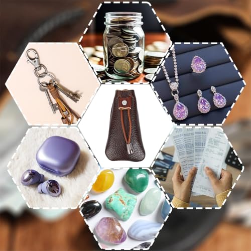 4.33 x 2.48 Inch Medieval Cowhide Leather Drawstring Coin Pouch Vintage Change Purse Mini Genuine Leather Jewelry Storage Bag Waterproof Dice Holder Bag for Men Women Earphone Earring Money - color: brown