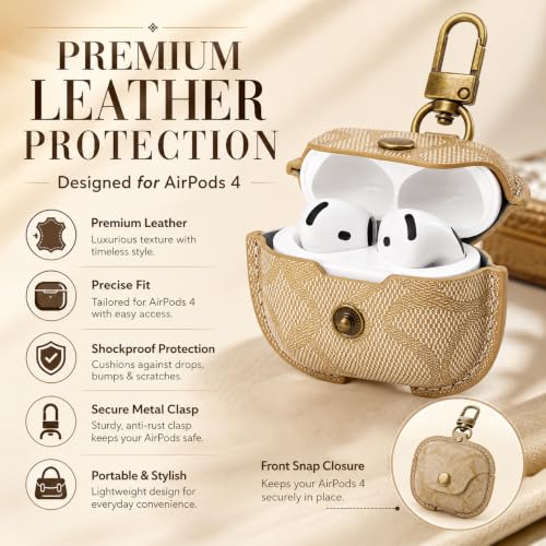 for AirPods 4 Case, Leather Full Body Shockproof Protective Cover (A) - color: A