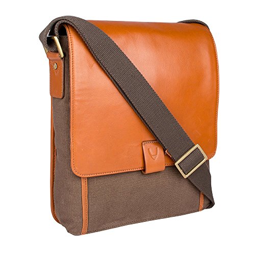 Hidesign Aiden Genuine Leather Medium Crossbody Men/Women Shoulder Messenger Bag/Travel Bag / 10.5" iPad Bag, Tan - color: Light Tan