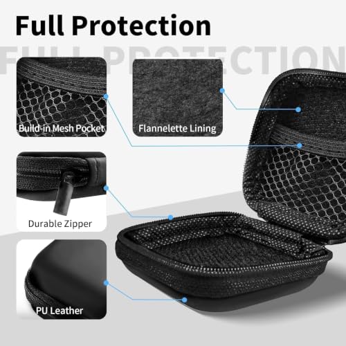 1 Pack Square Earbud Case Storage Bag with Carabiner, Black | Portable EVA Carrying Case, For Wired/Wireless Headphones, SD Card Storage, Camera Chip - color: C1-square black