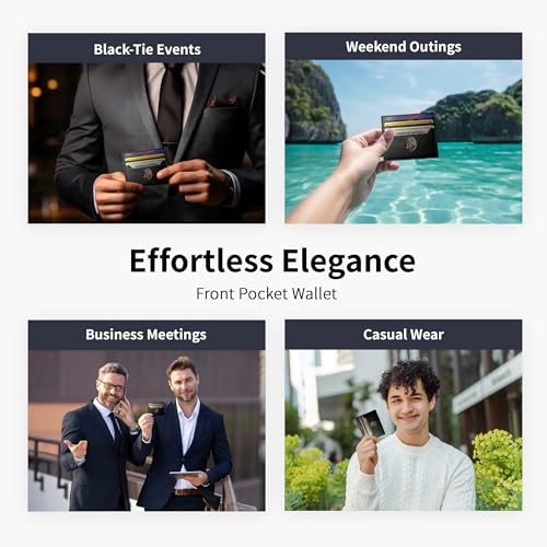 6 Card Minimalist Wallet for Men & Women - Genuine Leather Ultra Thin Black Credit Card Holder - Compatible with Amex Cards - style: 6-card Minimalist Wallet