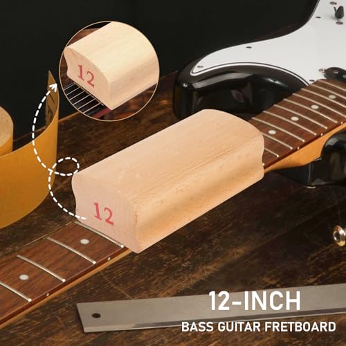 12 Radius Sanding Block for Electric Acoustic Guitar Bass Luthier | Guitar Fingerboard, Radius Sanding Block Fret Leveling Luthier Tools - size: 12