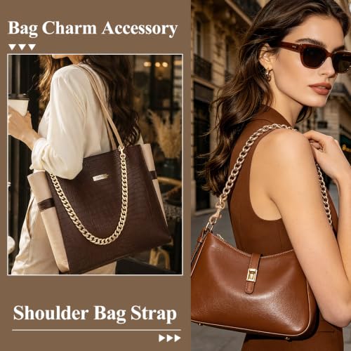Purse Chain Medium Size Metal Bag Strap Extender Charm Replacement | Flat Links Accessory - color: Light Gold