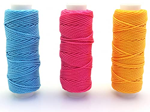 FQTANJU Wax Thread 14 Colors Waxed Cords Polyester Leather Sewing Thread Wax Strings for Macrame, DIY Bracelets Making, Bookbinding, Handcraft or Leather Projects