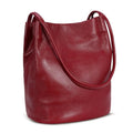 Iswee Soft Leather Tote Bucket Bag Hobo Shoulder Purse and Handbags Women | Large Size Roomy Pocketbooks Ladies Bag Everyday Bag Casual Work Travel Designer Hand Bag - color: Wine-lichee