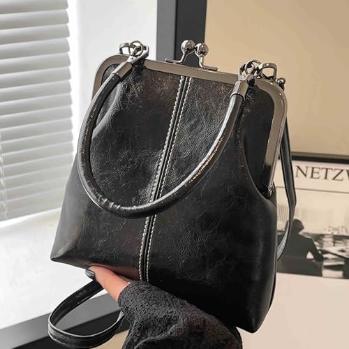 black crossbody bags for women, small kiss lock purses and handbags, purse with pockets and compartments
