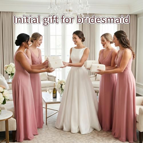 Gifts for Women Bridesmaid Gifts Initial Makeup Bag | Personalized Birthday Gift | PU Leather Cosmetic Pouch Bag | Waterproof Travel Toiletry Bag (Brown F) - color: Brown, style: F