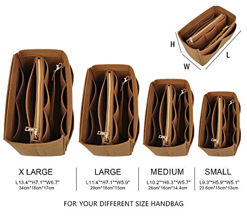 Vercord Felt Organizer Insert For Purse Handbag Tote Bag In Bag Inside Shaper Divider Neo Coffee Small - color: A Coffee, size: Small