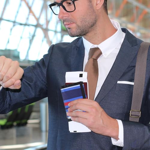 Men’s Nylon Trifold Wallet with 6 Page Wallet Insert, Ultra Thin and Security Wallet with ID Window for Card Cash Holder, Modern Fashion Purse Gifts for Teen Boys Men Women -Line DarkBlue - color: 24017 Line-DarkBlue