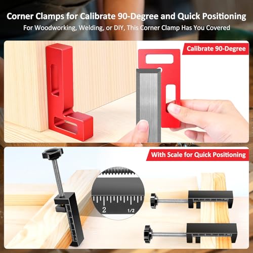 ArtyMaster Corner Clamp for Woodworking, 90 Degree Corner Clamp, Right Angle Clamp Woodworking Tools, Aluminum Positioning Squares for Picture Frames, Cabinets, Drawers - style: 4 Packs