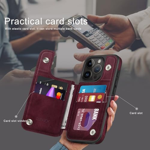 DJDUCK Designed for iPhone 16 Pro Max Case Wallet with Card Holder, [Magnetic Clasp Cover] [RFID Blocking Leather Protection] Shockproof Women Men Cases 6.9 Inch for Apple 16 Pro Max Wine Red - color: Wine Red