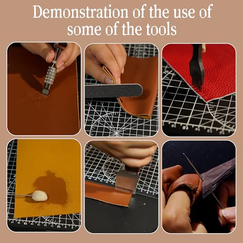 EDIETH Leather Craft Tools Kit 72PCS Working Kit with Durable Storage Bag, Professional Carving, Stamping, Sewing, Punching & Cutting Tools for Leathercraft Projects