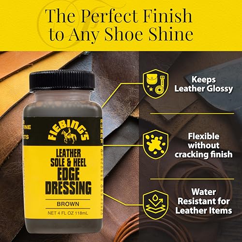Fiebing's Leather Sole & Heel Edge Dressing 2-Pack (4 oz) - Protective Glossy Shoe Finish - Includes Brush Applicator - color: Black Brown