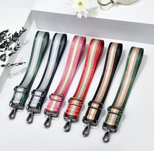 LVYOUME Purse Strap Silver Hardware Wide Bag Straps Replacement Crossbody Adjustable Shoulder Strap for Purses - color: Blackhardware-blackgoldwhite-309