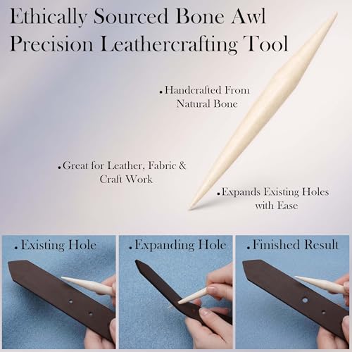 Medieval Handcrafted Genuine Bone Awl- 10 cm | Natural Piercing Tool for Leather, Clothing & Craftwork | Traditional Viking & Reenactment Sewing Accessory (1)
