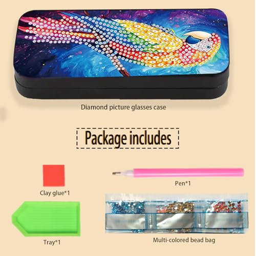 Diamond Painting Eye Glasses Case - color: Parrot 1