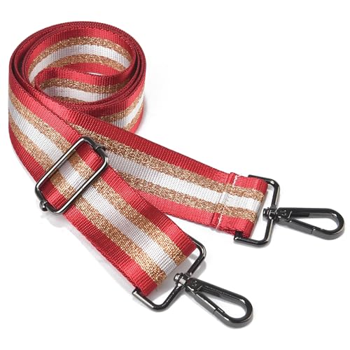 LVYOUME Purse Strap Silver Hardware Wide Bag Straps Replacement Crossbody Adjustable Shoulder Strap for Purses - color: Blackhardware-redgoldwhite-311