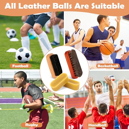 Luxiv 6 Pcs Football Prep Kit, Leather Ball Wax Conditioning Set | 6in1 Kit, Soft Brush, Hard Brush, 2 Waxes, Cleaning Cloth And Bag, For Football Care, Cleaning And Leather Ball Prep Kit
