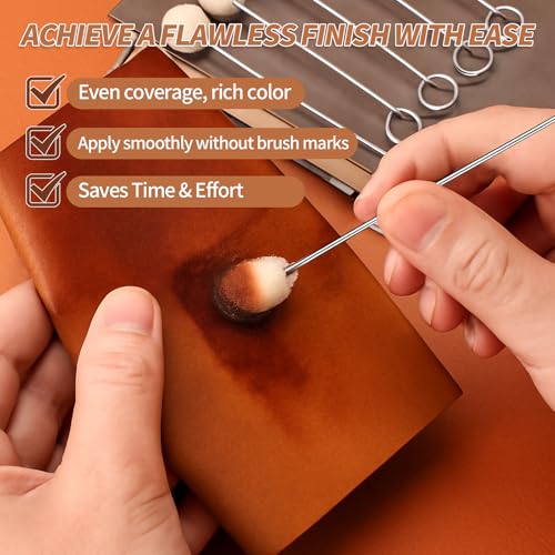 50PCS Wool Daubers,Wool Daubers Ball Brush Leather Dye Dauber for Leather Dyeing,Wool Applicator with Metal Handle for DIY Crafting and Leather Care - size: 50PCS