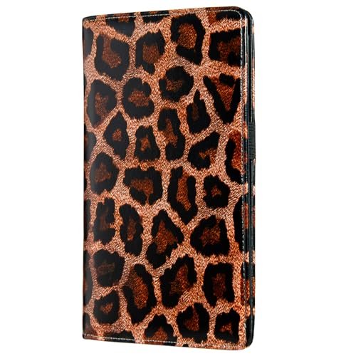 Checkbook Cover for Personal Checkbook, Checkbook Wallet with RFID Blocking and Credit Card Slot (leopard print) - color: leopard print