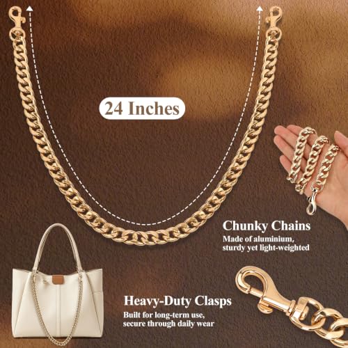 Purse Chain Medium Size Metal Bag Strap Extender Charm Replacement | Flat Links Accessory - color: Light Gold