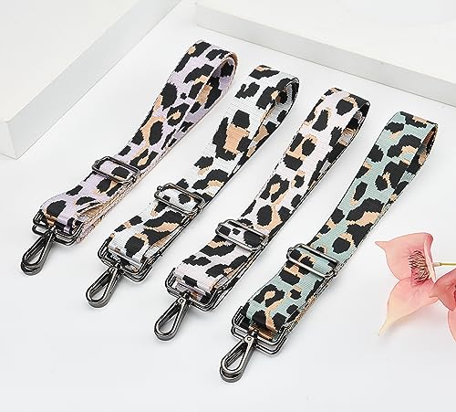 LVYOUME Purse Strap Silver Hardware Wide Bag Straps Replacement Crossbody Adjustable Shoulder Strap for Purses - color: Black Hardware-leopard-purple-c29