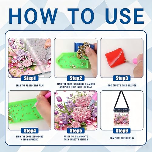 DDGYP Diamond Art Kits for Adults - DIY Diamond Painting Crossbody Bag | PU Leather Butterfly Purse, Craft Kits for Adults Women, Small Art Bag for Daily Use - color: Butterfly Flower 1