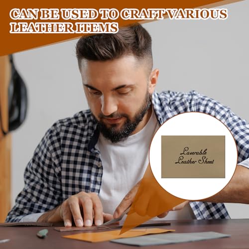 HARFINGTON Laserable Leather Sheets 18" x 12" x 0.04" Non-Adhesive Engraving Leatherette Sheets Laserable Leather Hat Patch for DIY Caps Jackets Backpacks Clothing, Light Brown/Black - color: Light Brown/Black