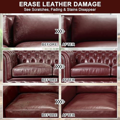 STARTSO WORLD 200Ml Leather Recoloring Balm with 100ML Leather Conditioner, Maroon Leather Repair Kit for Furniture, Leather Dye, Leather Scratch Repair, Leather Couch Paint - color: Maroon, size: Leather Recoloring Balm+Mink Oil