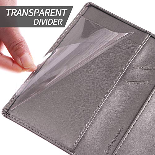 Leather Checkbook Cover for Men Women RFID Blocking by GNEGNI - color: Gray