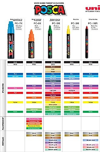 Uni Posca Fine Marker with Lame, Red (PC3ML.15) - color: Red, size: 1 Count (Pack of 1)
