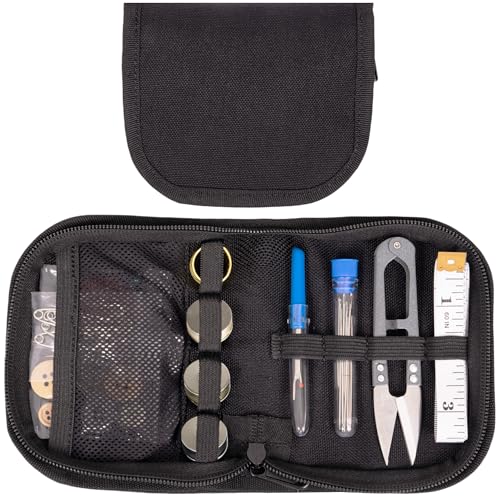 Military Sewing Kit, Army Survival Sewing Kit with Buttons for Men, Women | Small Repair Sewing Tools with Zipper in Nylon Case Basic for Home, Outdoor, Tactical EDC Sew Kit, Sewing Kit for Adults - color: Black, size: 1 Pack