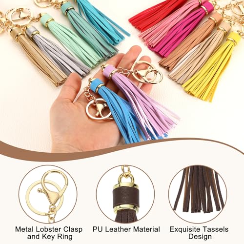 uxcell Leather Keychain Tassels, Women Tassel Bag Charm with Lobster Clasp Key Ring for Handbag Purse - color: Deep Coffee