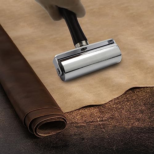 Rongon Leather Press Edge Roller Belts Rolling Craft Roller Leathercraft Wooden Handle Leather Rolling Craft Rollers Tool Watch Band Press Edge Creaser Edger Tool (3.93''/100mm)