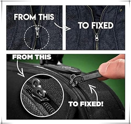 Calsgkspray 6Pcs Black Universal Instant Fix Zipper Repair Kit Replacement Zip Slider Teeth Rescue Replacement Pack Zippers Design Arts Buckles, Crafts and Sewing Notions and Supplies
