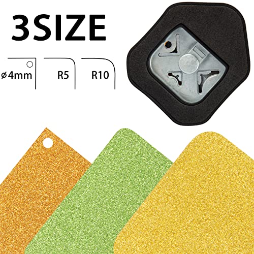QIQQIKIN Corner Hole Punch 4mm Circle Cutter Punch +R5mm+R10mm 3-Way Corner Rounder Paper Punch,Cardstock,Laminator,Photocards,Scrapbooking,Die Cuts for Card Making,Junk Journal Supplies Clearance - color: Black WHite