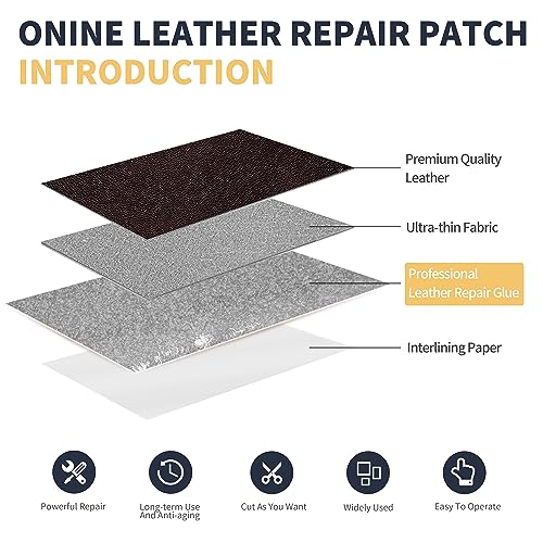 ONine Leather Repair Patch，Leather Repair Tape, 3 x 60 inches Leather Repair Patch for Furniture,Vinyl Repair Kit，Leather Couch Patch，for Sofas, Furniture, Car Seats, Office Chairs(Dark Brown) - color: Dark Brown, size: 3 x 60 inches