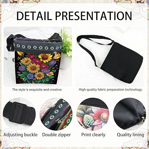 Diamond Painting Crossbody Bag - DIY Diamond Art Kits for Adults, PU Leather Shoulder Bag with Zipper, Flower Pattern Art Bag for Women - color: Flowers 6