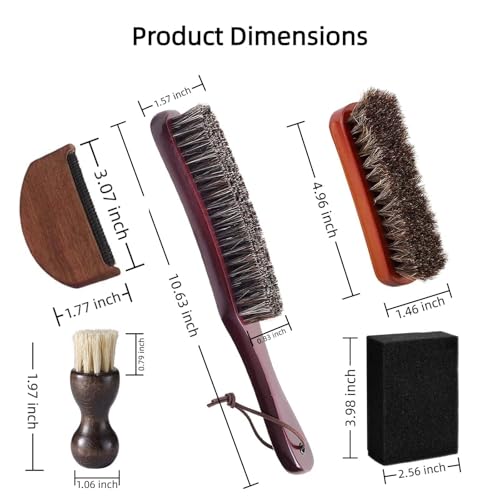 5 Pcs Felt Cowboy Hat Cleaning Brush Set, Horsehair Clothes Shoe Brush Kit
