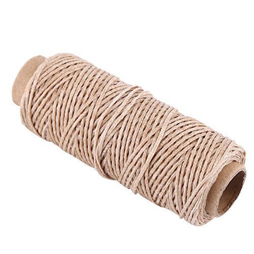 2PCS Waxed Thread, Wax String Waxed Twine Waxed Linen Thread Leather Yarn Waxed Thread for Leather Wax Thread for Leather Sewing 150D 50m (Khaki) - color: Khaki