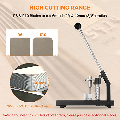 BEAMNOVA Heavy Duty Corner Rounder Industrial Paper Punch Cutter Machine | R6mm R10mm Dies, Cutting Tool for Laminate Business Card, Paper, Scrapbooking, Max 30mm / 1.2 in Cutting Thickness
