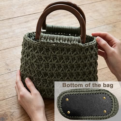 Enenes Crochet Bag Bases 4PCS, Leather Purse Bottoms with 2 Crochet Hooks | 4 leather purse bottoms in 4 colors with 2 crochet hooks for handmade bags, crochet purses, handbags and DIY bag making - color: 4+2 Mix Colors
